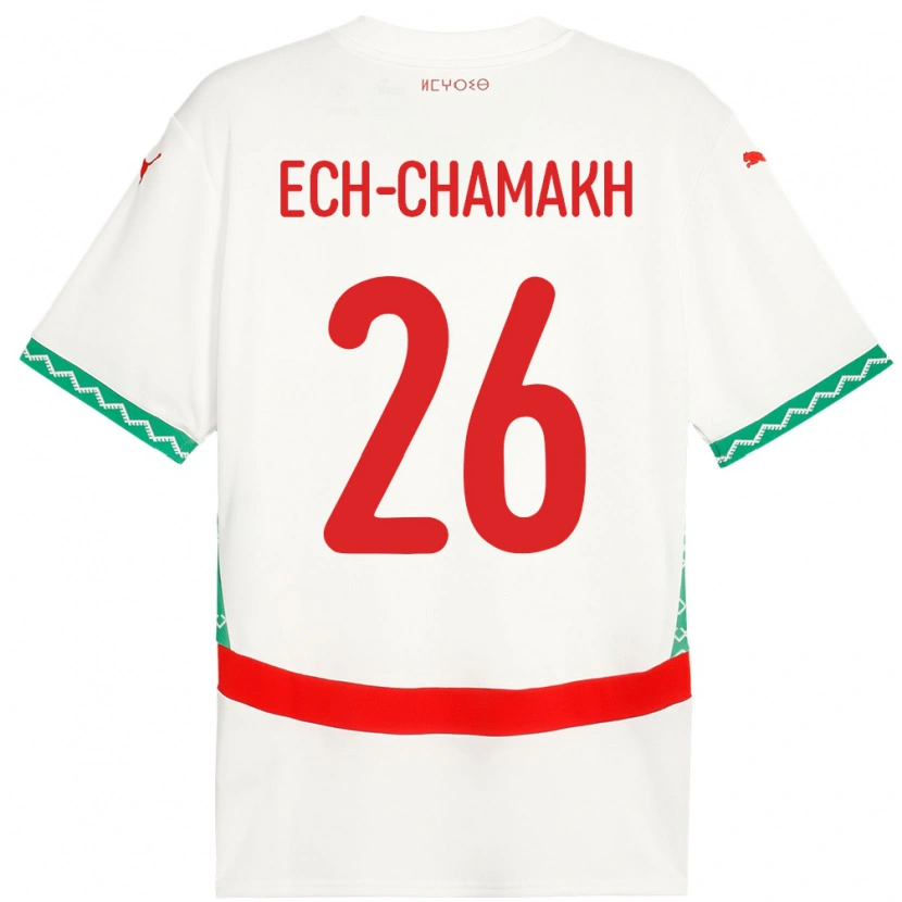 Danxen Criança Camisola Marrocos Jamal Ech-Chamakh #26 Branco Alternativa 24-26 Camisa