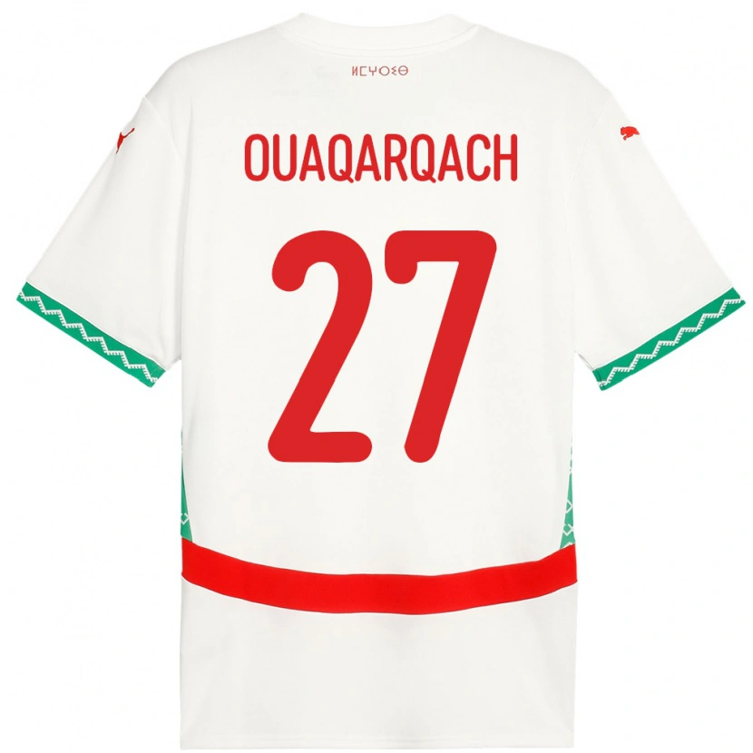 Danxen Criança Camisola Marrocos Abdelkader Ouaqarqach #27 Branco Alternativa 24-26 Camisa