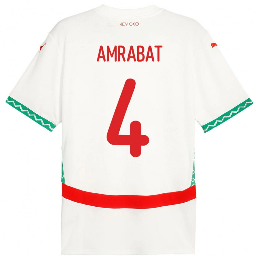 Danxen Criança Camisola Marrocos Soufiane Amrabat #4 Branco Alternativa 24-26 Camisa