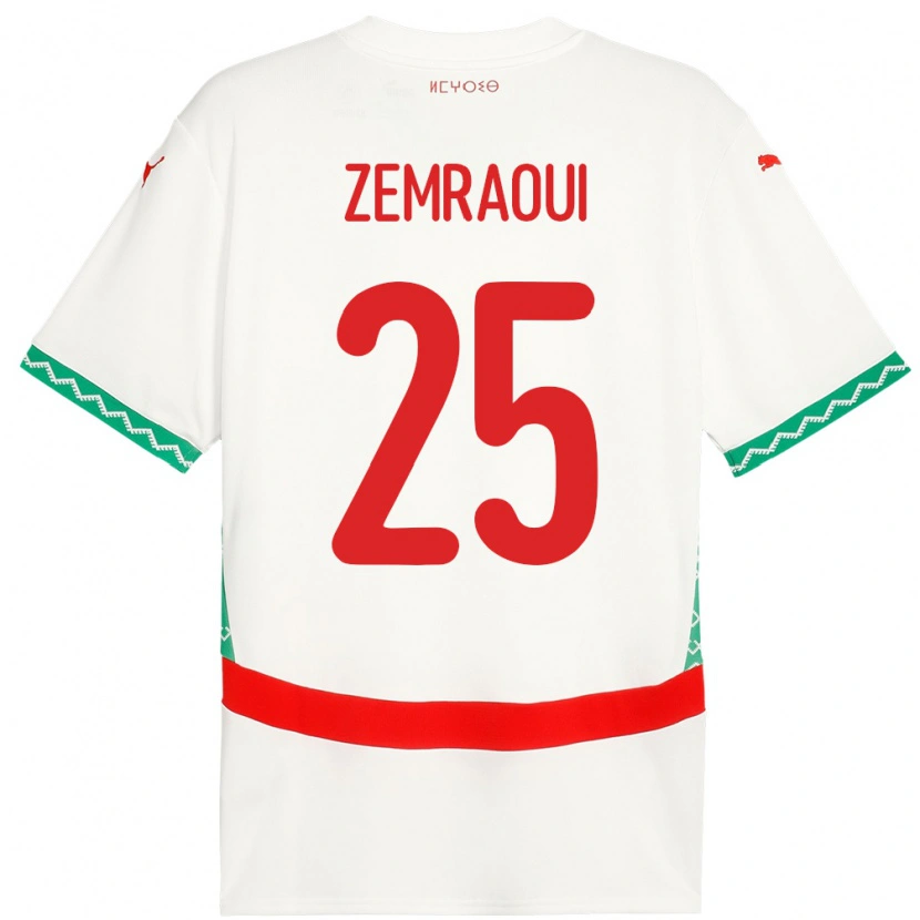 Danxen Criança Camisola Marrocos Oussama Zemraoui #25 Branco Alternativa 24-26 Camisa