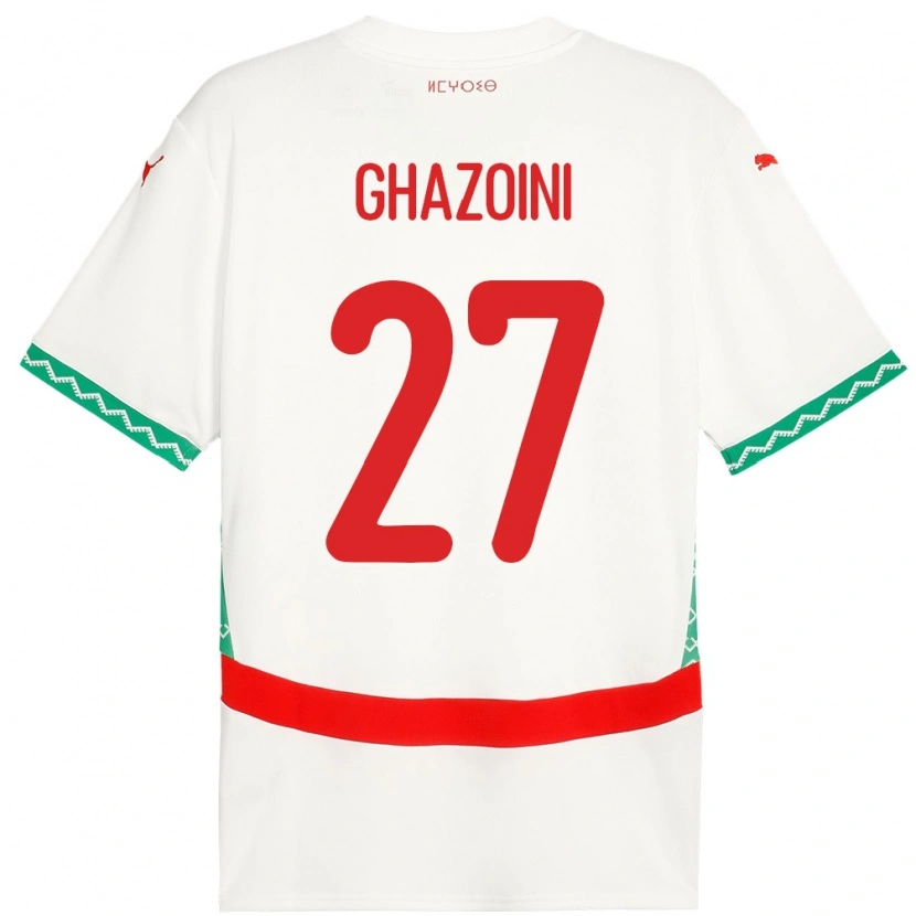 Danxen Criança Camisola Marrocos Amine Ghazoini #27 Branco Alternativa 24-26 Camisa