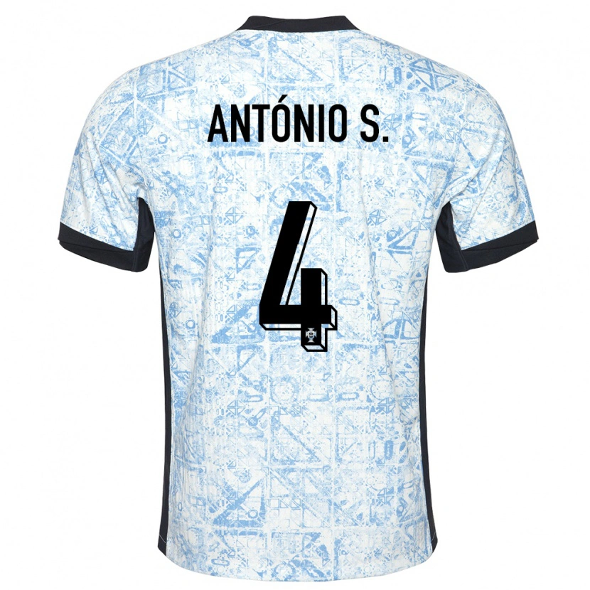 Danxen Criança Camisola Portugal António Silva #4 Azul Creme Alternativa 24-26 Camisa