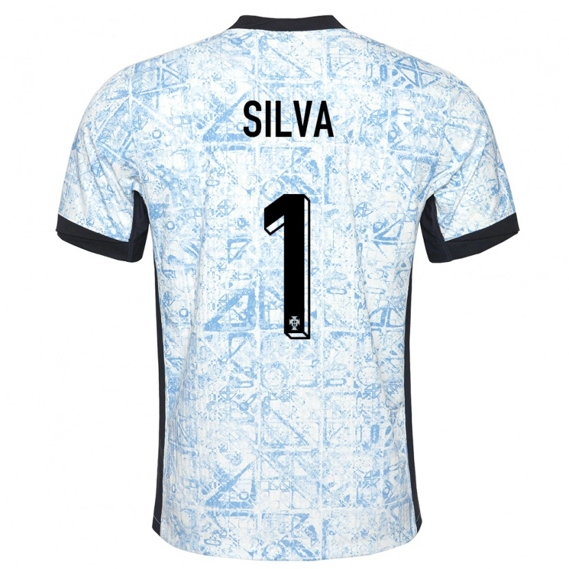 Danxen Criança Camisola Portugal Francisco Silva #1 Azul Creme Alternativa 24-26 Camisa