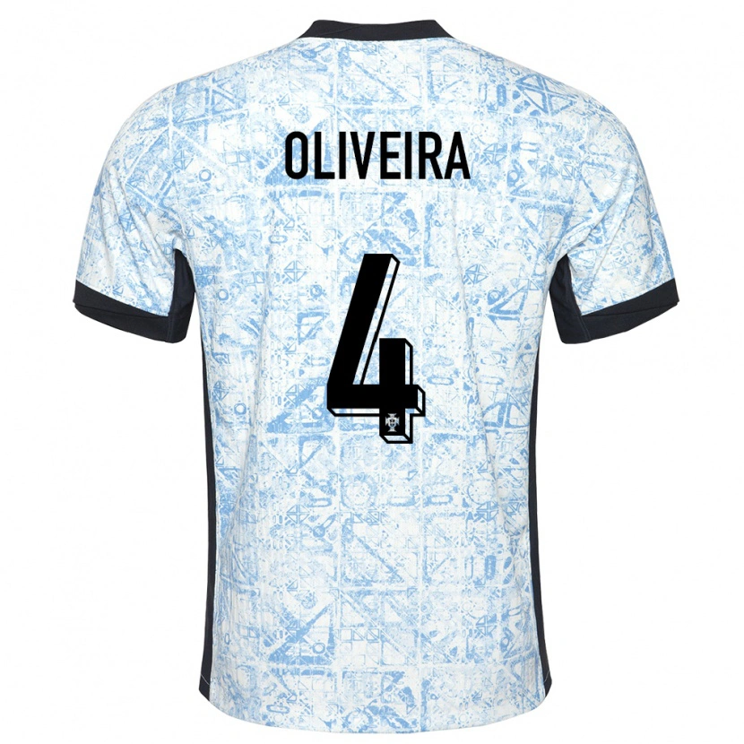 Danxen Criança Camisola Portugal Gonçalo Oliveira #4 Azul Creme Alternativa 24-26 Camisa