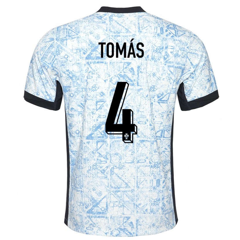 Danxen Criança Camisola Portugal Tomás Ferreira #4 Azul Creme Alternativa 24-26 Camisa