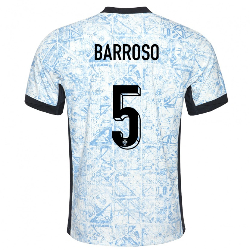 Danxen Criança Camisola Portugal Leonardo Barroso #5 Azul Creme Alternativa 24-26 Camisa