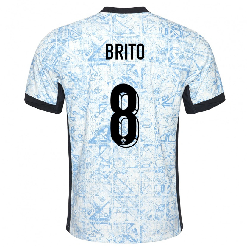 Danxen Criança Camisola Portugal João Brito #8 Azul Creme Alternativa 24-26 Camisa