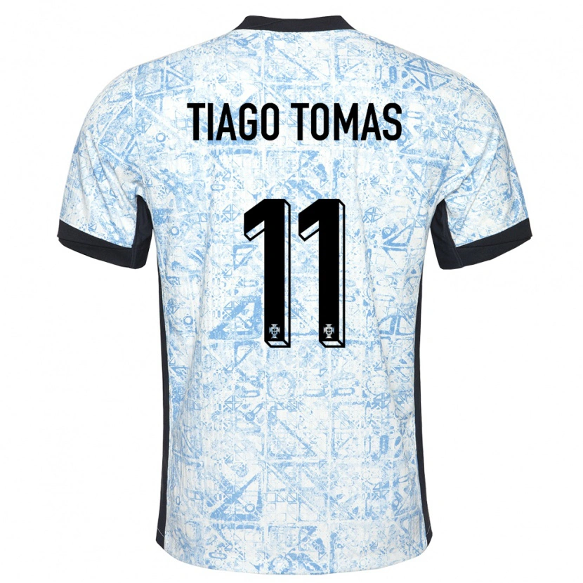 Danxen Criança Camisola Portugal Tiago Tomás #11 Azul Creme Alternativa 24-26 Camisa