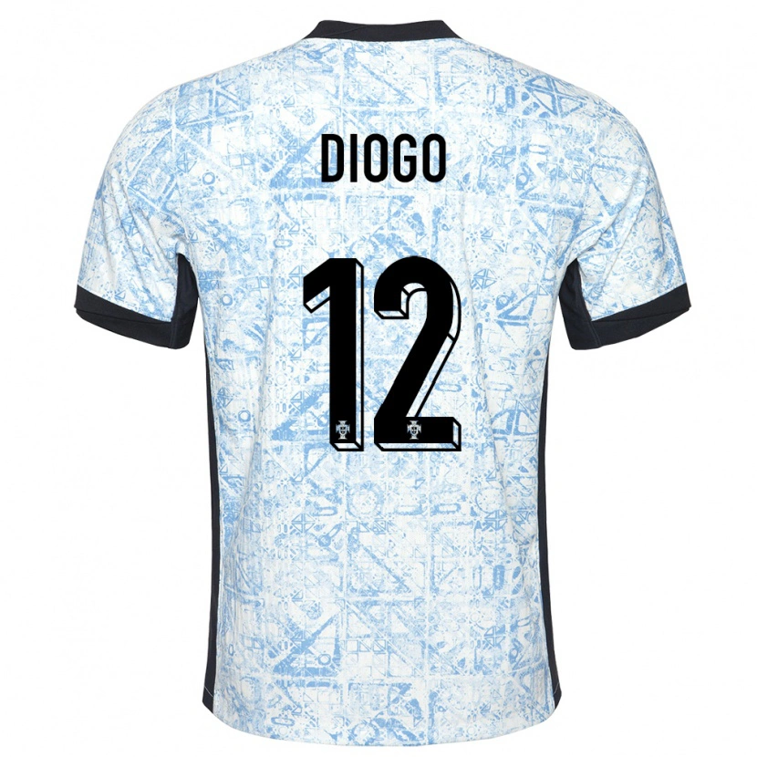 Danxen Criança Camisola Portugal Diogo Ferreira #12 Azul Creme Alternativa 24-26 Camisa