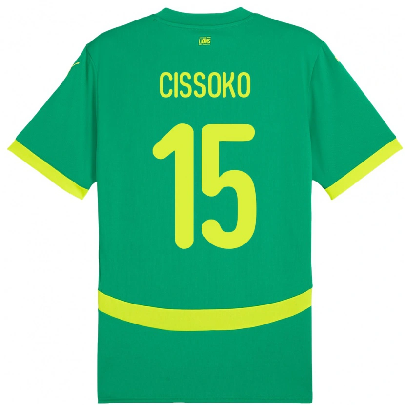 Danxen Criança Camisola Senegal Ibrahima Cissoko #15 Verde Alternativa 24-26 Camisa