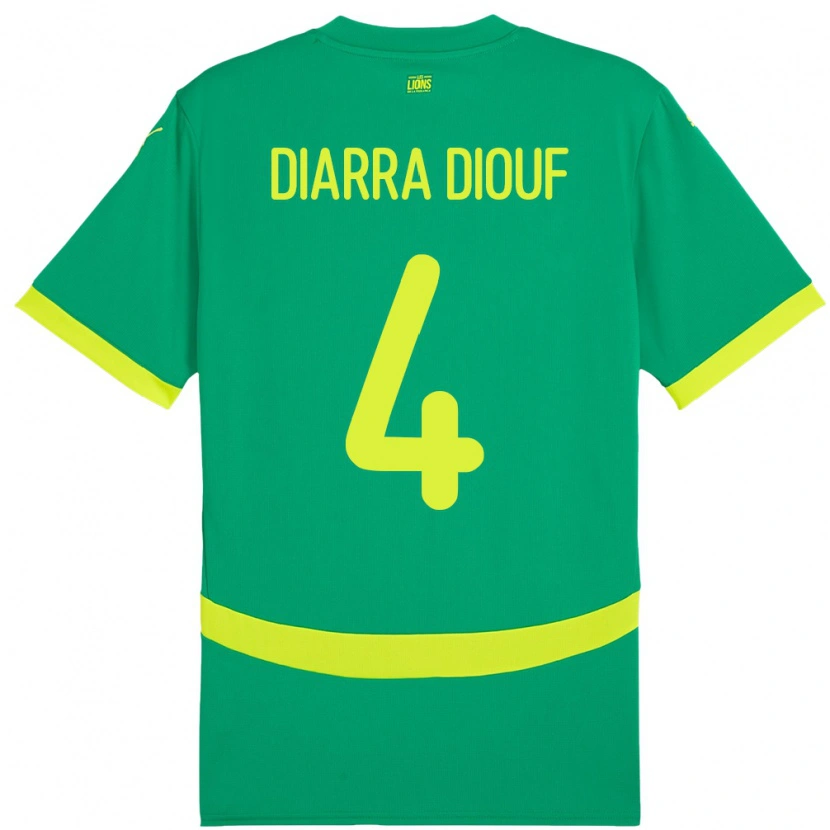 Danxen Criança Camisola Senegal Mame Diarra Diouf #4 Verde Alternativa 24-26 Camisa