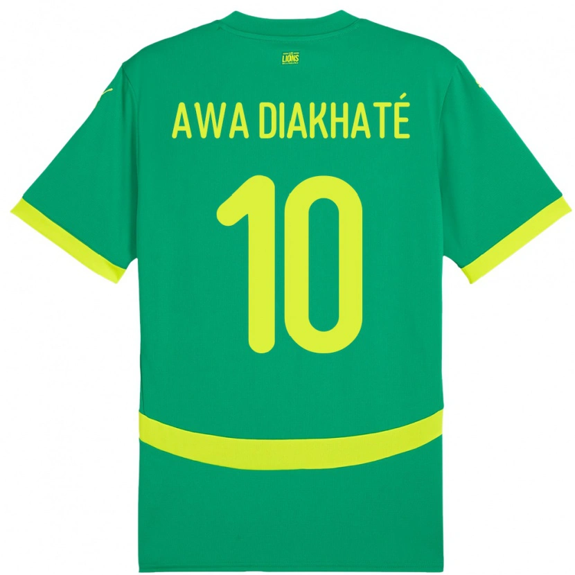 Danxen Criança Camisola Senegal Ndeye Awa Diakhate #10 Verde Alternativa 24-26 Camisa