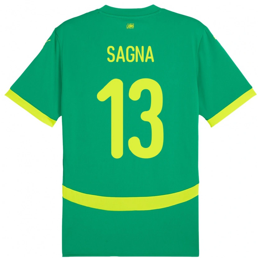 Danxen Criança Camisola Senegal Jeannette Sagna #13 Verde Alternativa 24-26 Camisa