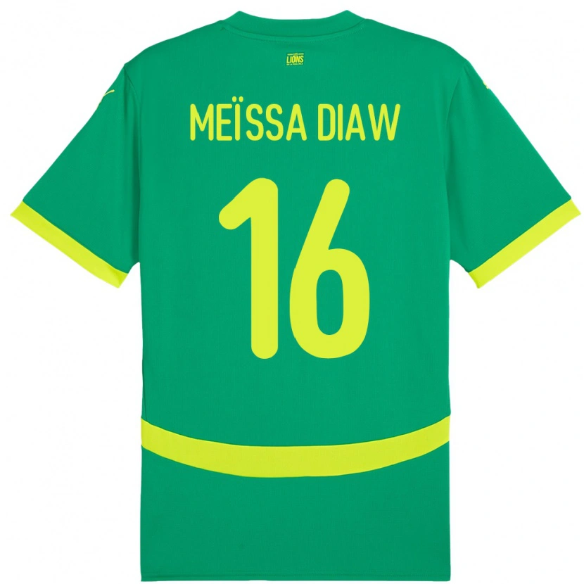 Danxen Criança Camisola Senegal Ndeye Meissa Diaw #16 Verde Alternativa 24-26 Camisa