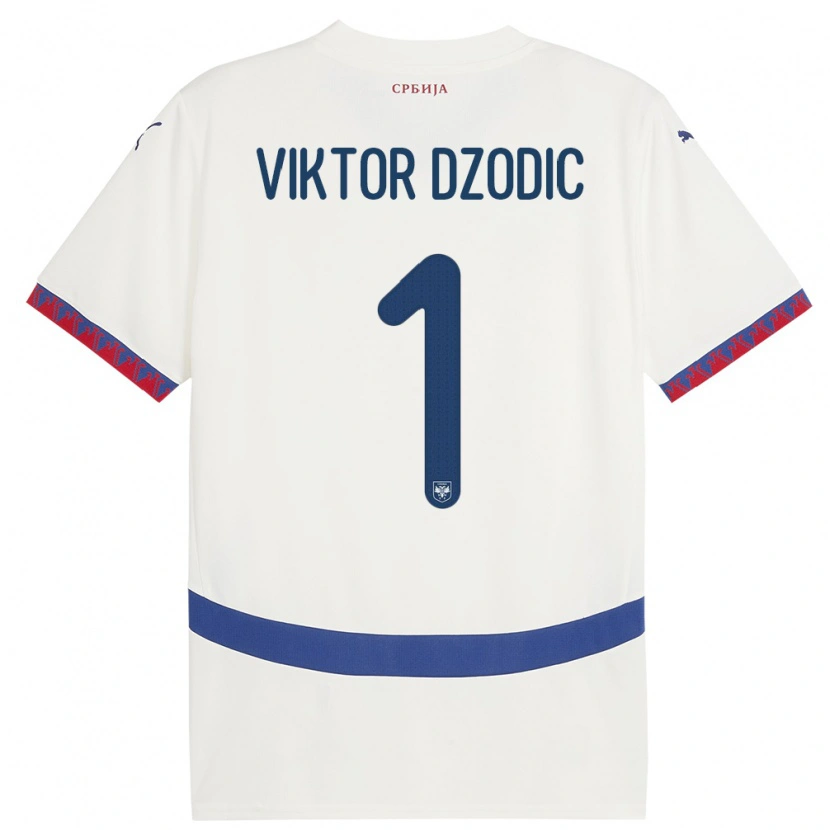 Danxen Criança Camisola Sérvia Viktor Dzodic #1 Branco Alternativa 24-26 Camisa