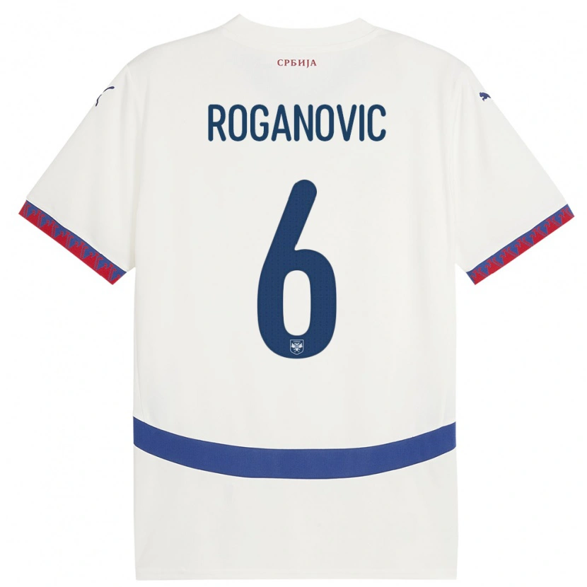 Danxen Criança Camisola Sérvia Vuk Roganovic #6 Branco Alternativa 24-26 Camisa