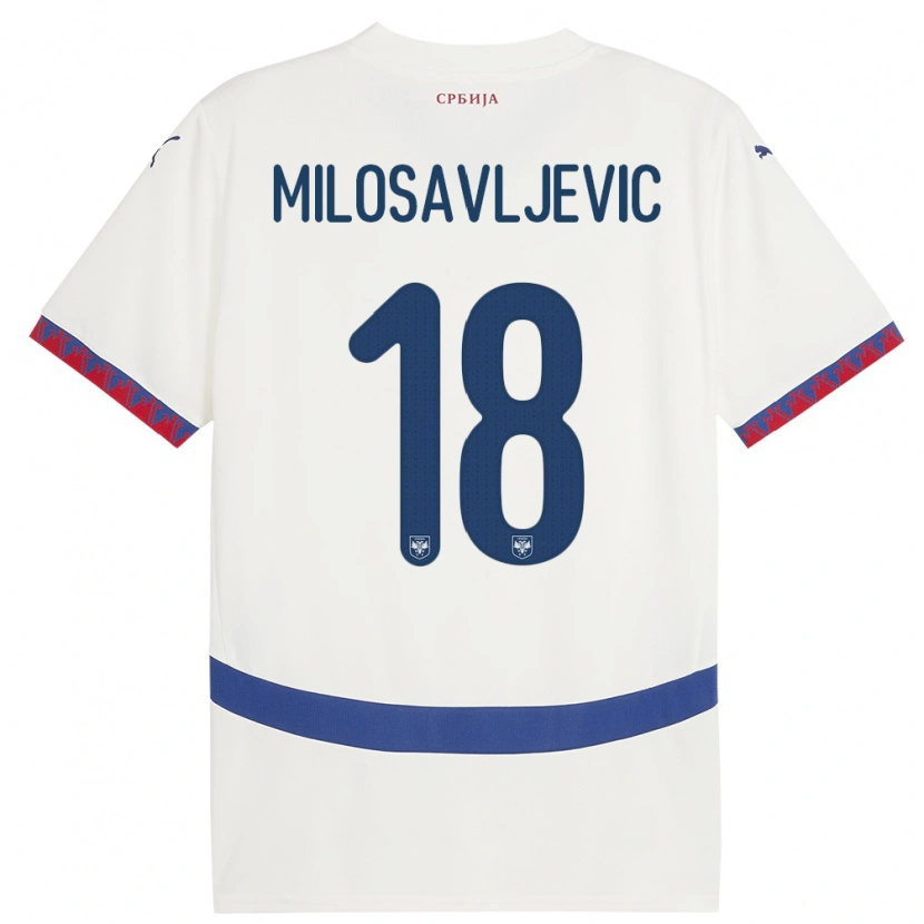 Danxen Criança Camisola Sérvia Jovan Milosavljevic #18 Branco Alternativa 24-26 Camisa