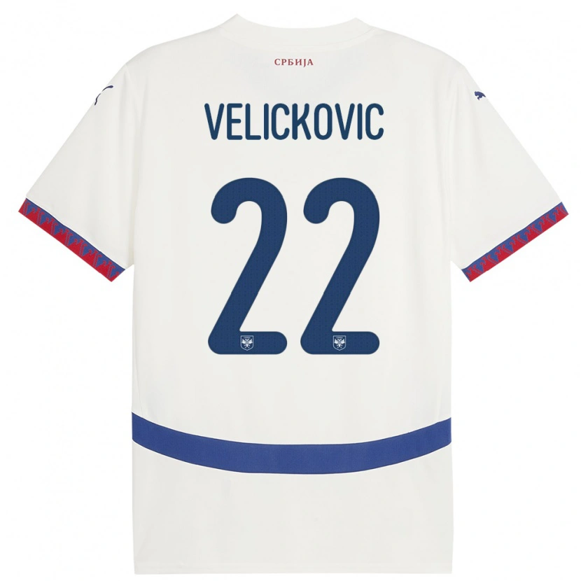 Danxen Criança Camisola Sérvia Marko Velickovic #22 Branco Alternativa 24-26 Camisa