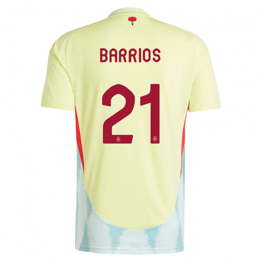 Danxen Criança Camisola Espanha Pablo Barrios #21 Amarelo Alternativa 24-26 Camisa