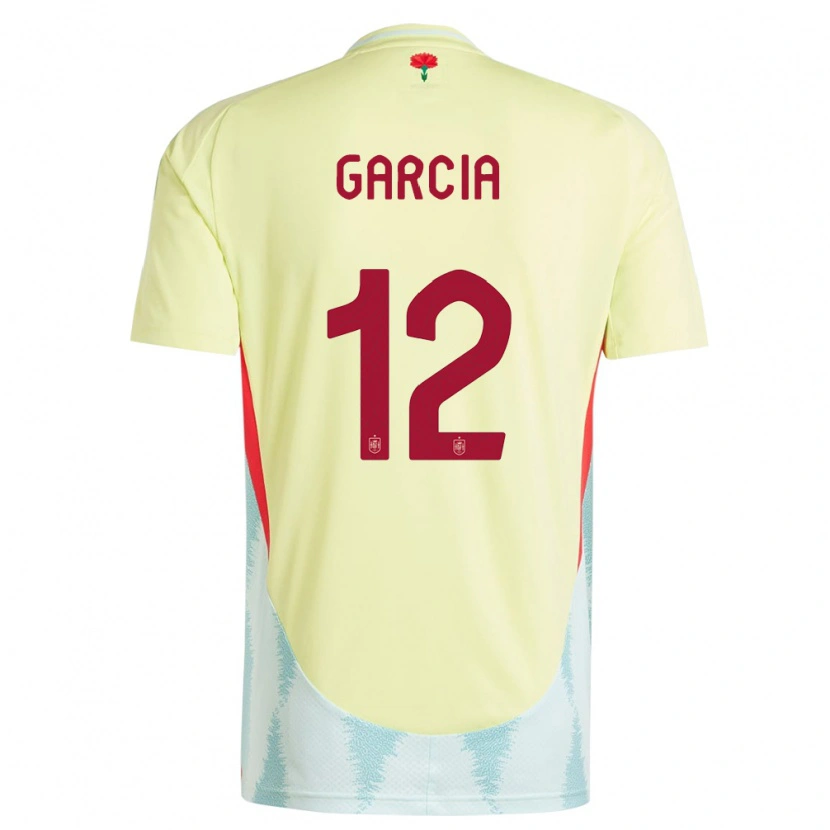 Danxen Criança Camisola Espanha Pablo García #12 Amarelo Alternativa 24-26 Camisa