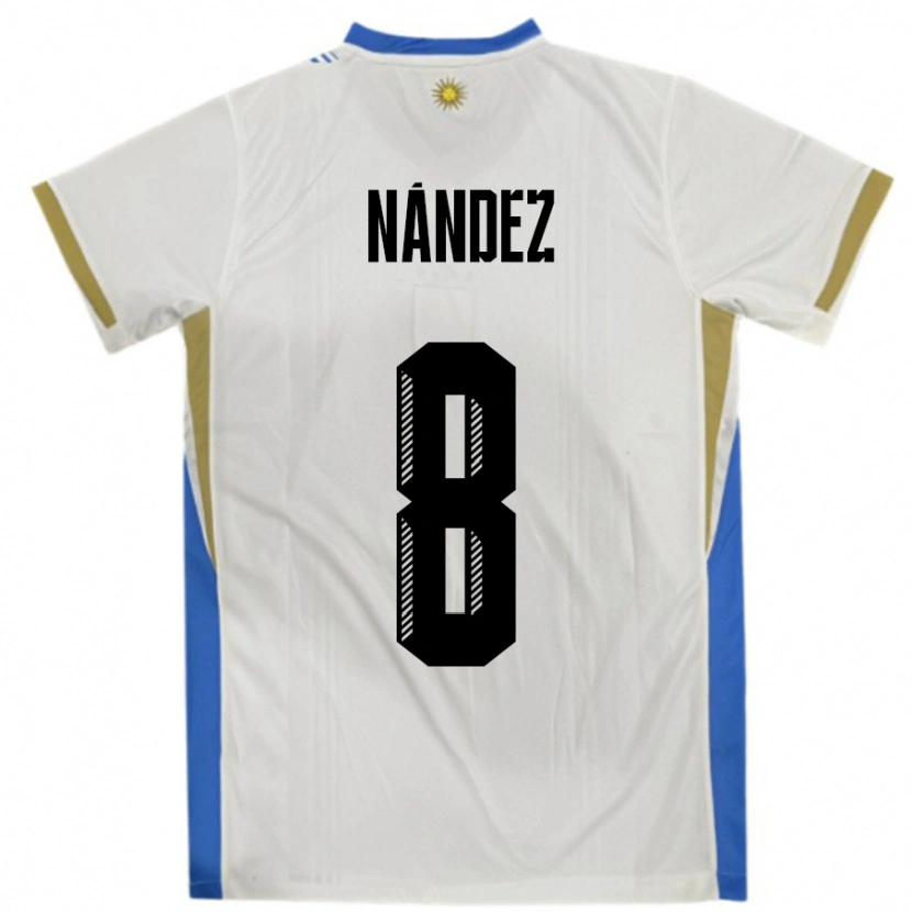 Danxen Criança Camisola Uruguai Nahitan Nández #8 Branco Azul Alternativa 24-26 Camisa