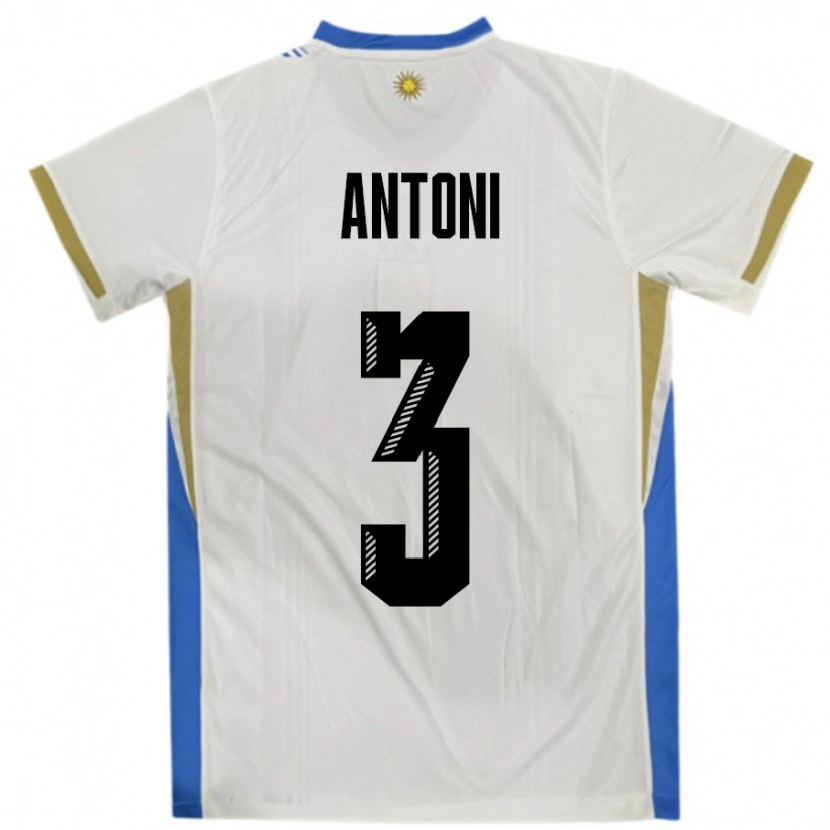 Danxen Criança Camisola Uruguai Mateo Antoni #3 Branco Azul Alternativa 24-26 Camisa