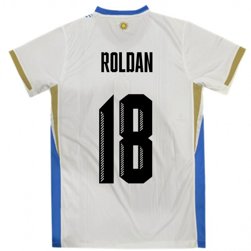 Danxen Criança Camisola Uruguai Thiago Roldan #18 Branco Azul Alternativa 24-26 Camisa