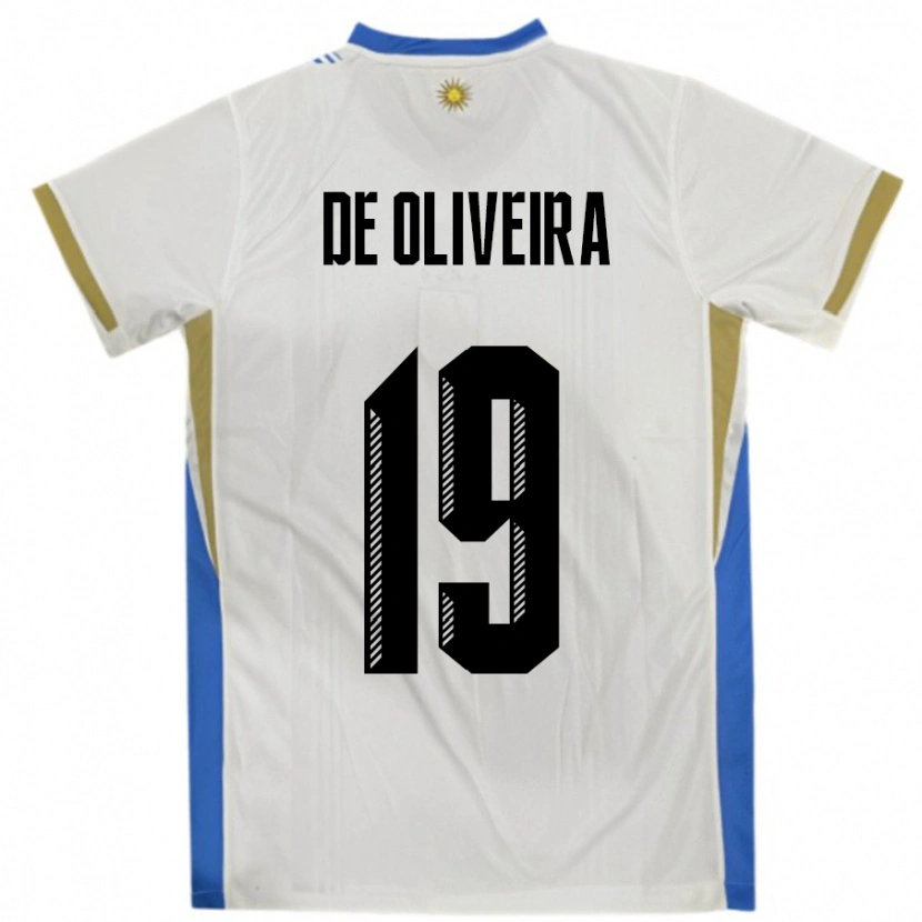Danxen Criança Camisola Uruguai Emiliano De Oliveira #19 Branco Azul Alternativa 24-26 Camisa