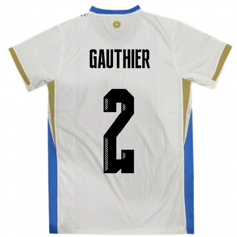 Danxen Criança Camisola Uruguai Valentin Gauthier #2 Branco Azul Alternativa 24-26 Camisa