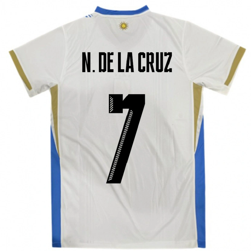 Danxen Criança Camisola Uruguai Nicolas De La Cruz #7 Branco Azul Alternativa 24-26 Camisa
