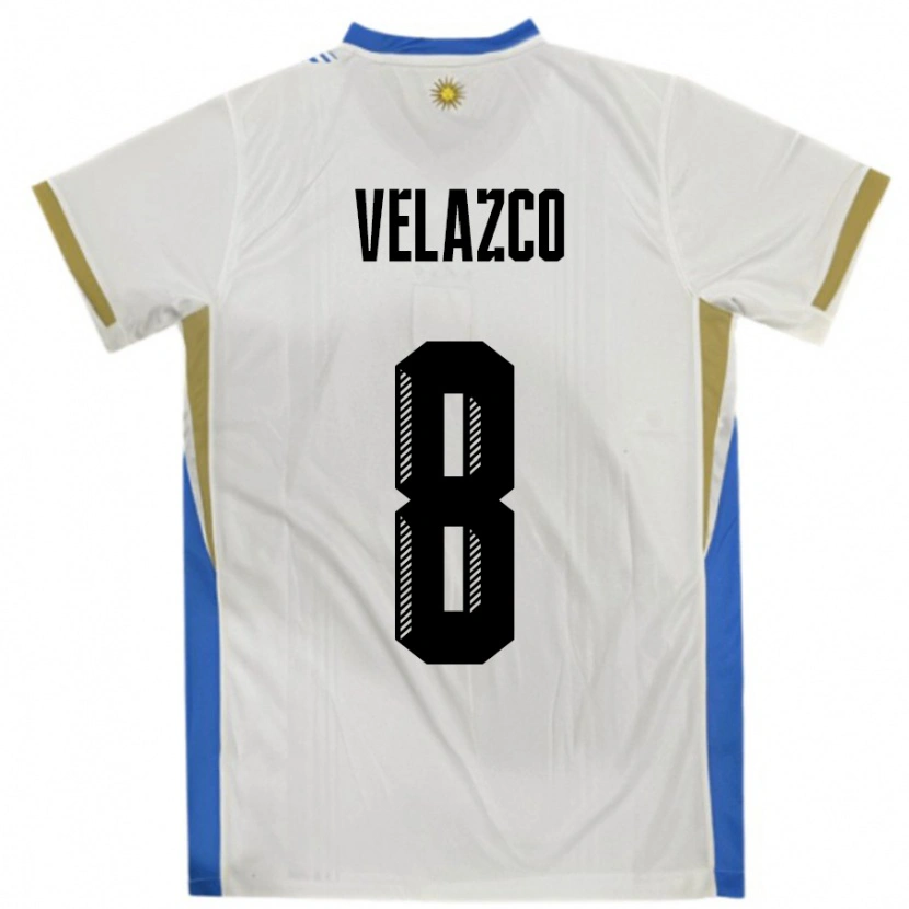 Danxen Criança Camisola Uruguai Ximena Velazco #8 Branco Azul Alternativa 24-26 Camisa
