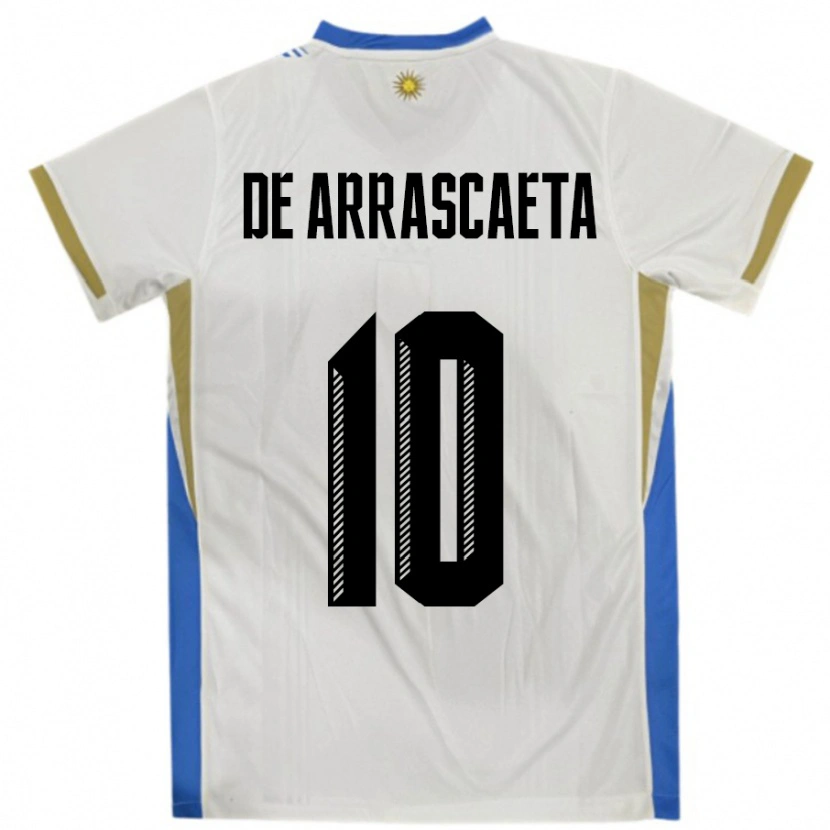 Danxen Criança Camisola Uruguai Giorgian De Arrascaeta #10 Branco Azul Alternativa 24-26 Camisa