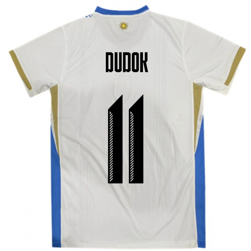 Danxen Criança Camisola Uruguai Rodrigo Dudok #11 Branco Azul Alternativa 24-26 Camisa