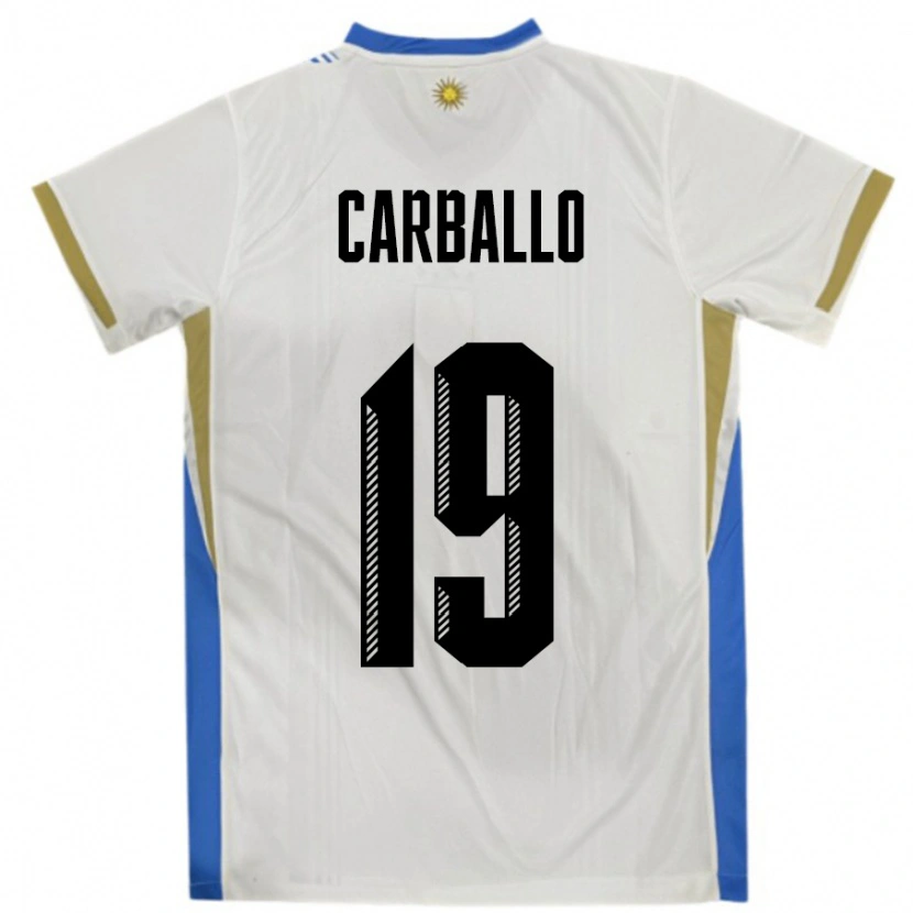Danxen Criança Camisola Uruguai Wendy Carballo #19 Branco Azul Alternativa 24-26 Camisa