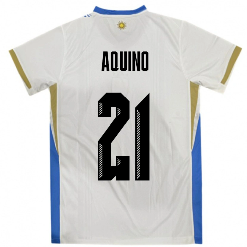 Danxen Criança Camisola Uruguai Belen Aquino #21 Branco Azul Alternativa 24-26 Camisa