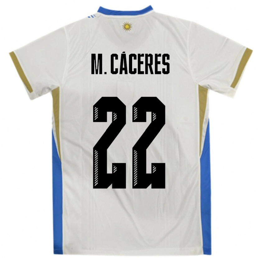 Danxen Criança Camisola Uruguai Martin Caceres #22 Branco Azul Alternativa 24-26 Camisa