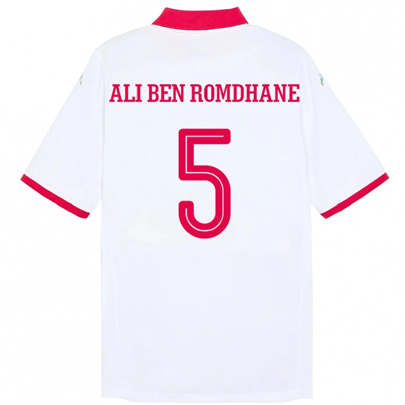 Danxen Criança Camisola Tunísia Mohamed Ali Ben Romdhane #5 Branco Alternativa 24-26 Camisa