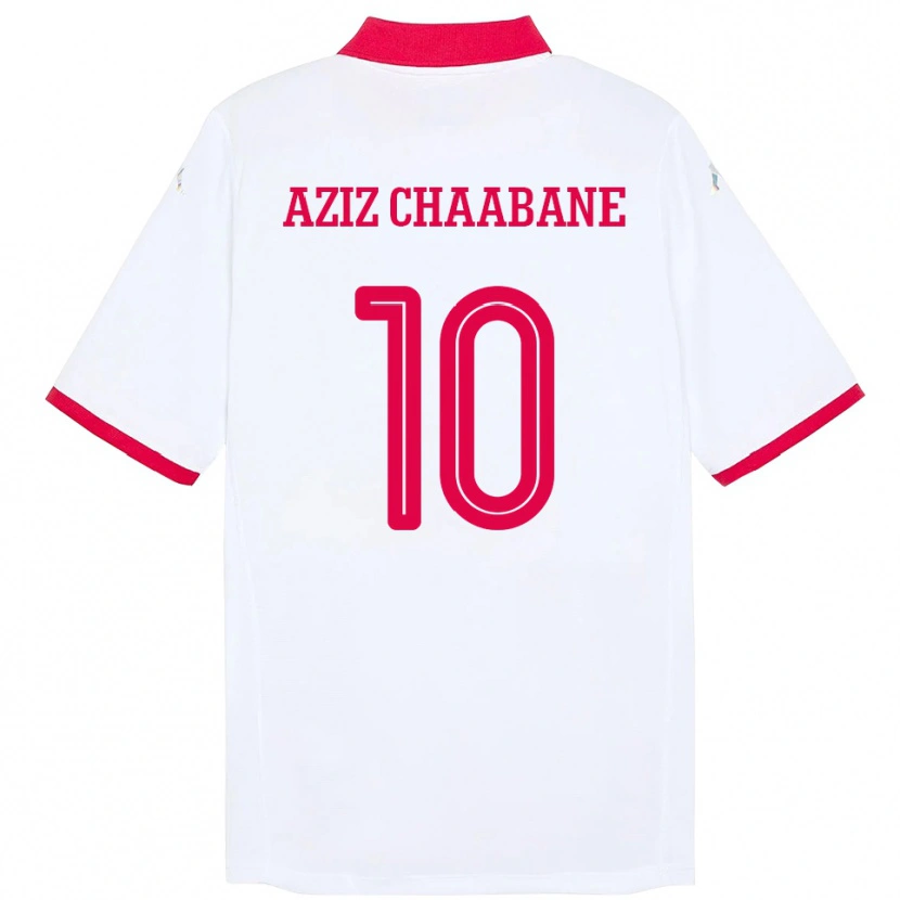 Danxen Criança Camisola Tunísia Mohamed Aziz Chaabane #10 Branco Alternativa 24-26 Camisa