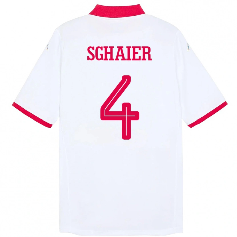 Danxen Criança Camisola Tunísia Makrem Sghaier #4 Branco Alternativa 24-26 Camisa