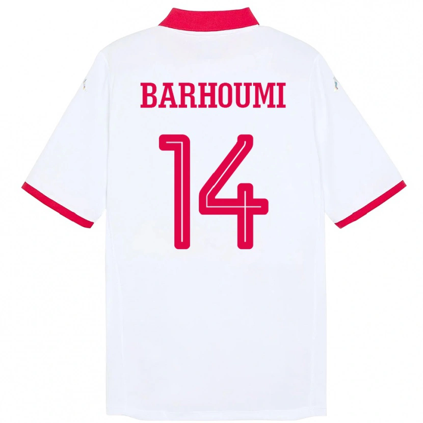 Danxen Criança Camisola Tunísia Salah Barhoumi #14 Branco Alternativa 24-26 Camisa