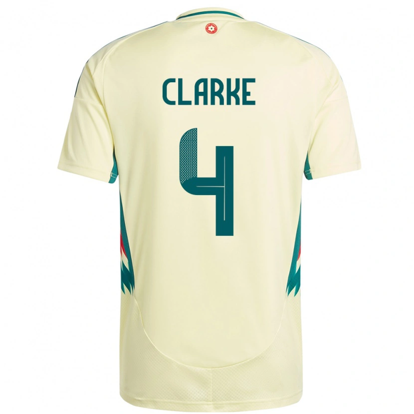 Danxen Criança Camisola País De Gales Brayden Clarke #4 Bege Amarelo Alternativa 24-26 Camisa