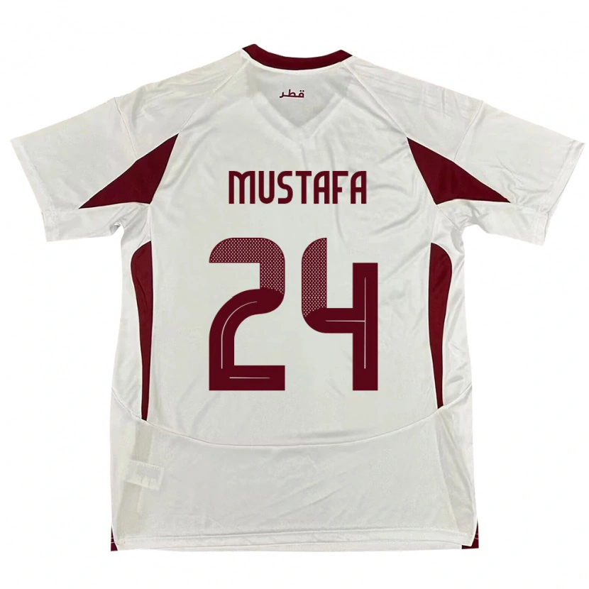 Danxen Criança Camisola Catar Mustafa Mashaal #24 Branco Alternativa 24-26 Camisa