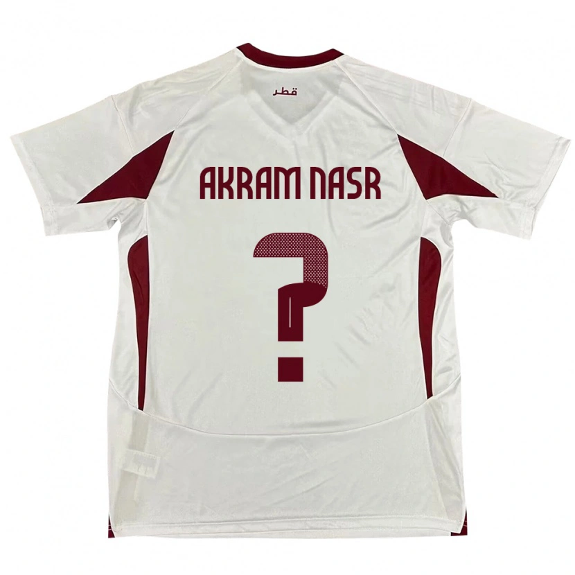 Danxen Criança Camisola Catar Mohammed Akram Nasr #0 Branco Alternativa 24-26 Camisa