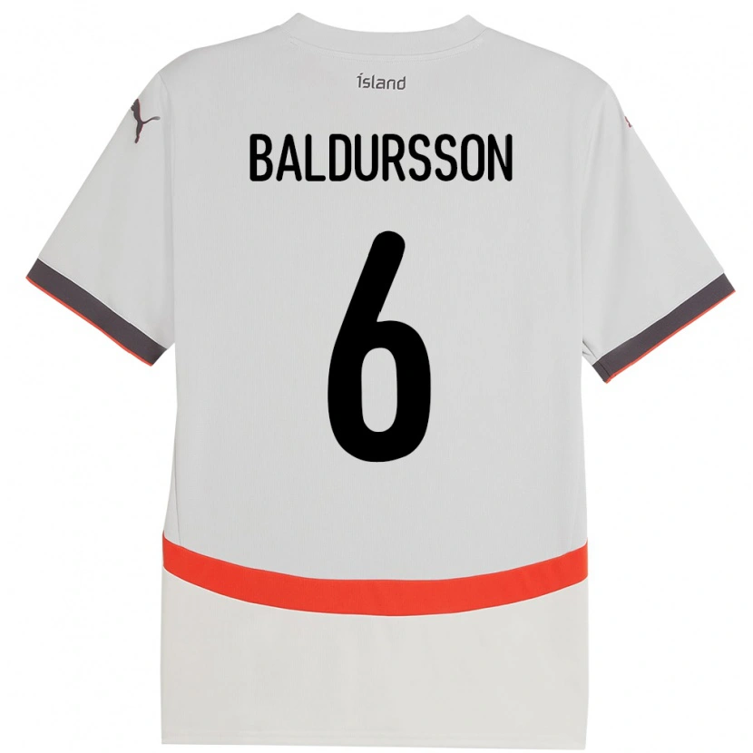 Danxen Criança Camisola Islândia Breki Baldursson #6 Branco Alternativa 24-26 Camisa