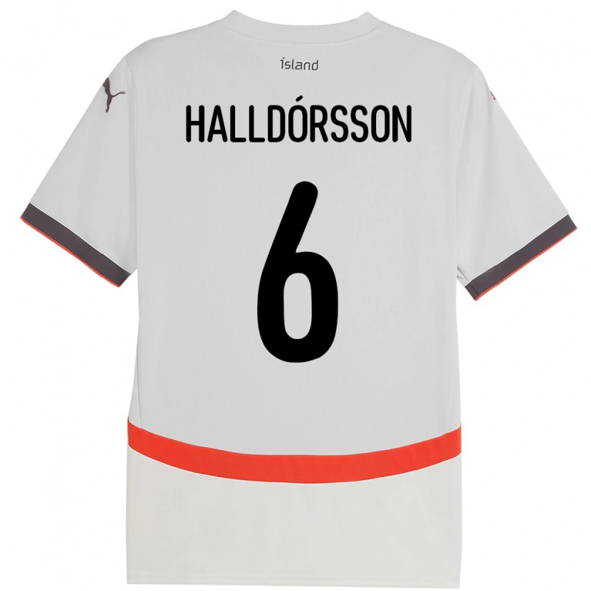 Danxen Criança Camisola Islândia Einar Freyr Halldórsson #6 Branco Alternativa 24-26 Camisa