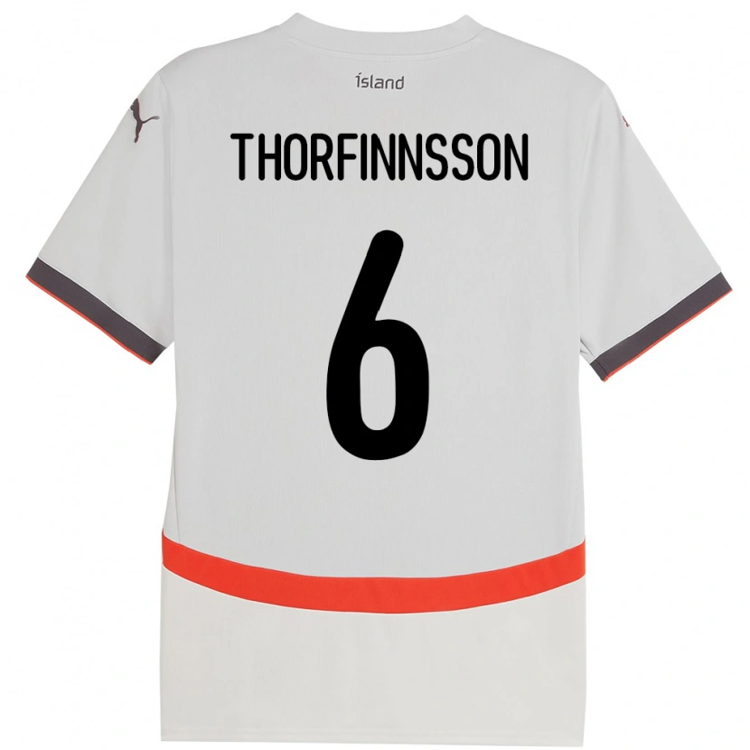 Danxen Criança Camisola Islândia Mikael Máni Thorfinnsson #6 Branco Alternativa 24-26 Camisa