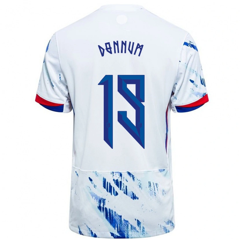 Danxen Criança Camisola Noruega Aron Dønnum #19 Branco Azul Alternativa 24-26 Camisa