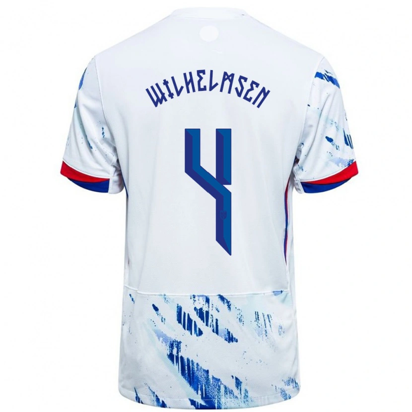 Danxen Criança Camisola Noruega Andreas Wilhelmsen #4 Branco Azul Alternativa 24-26 Camisa