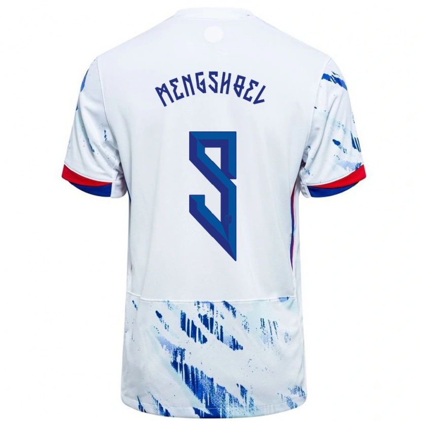 Danxen Criança Camisola Noruega Olav Dobloug Mengshoel #9 Branco Azul Alternativa 24-26 Camisa