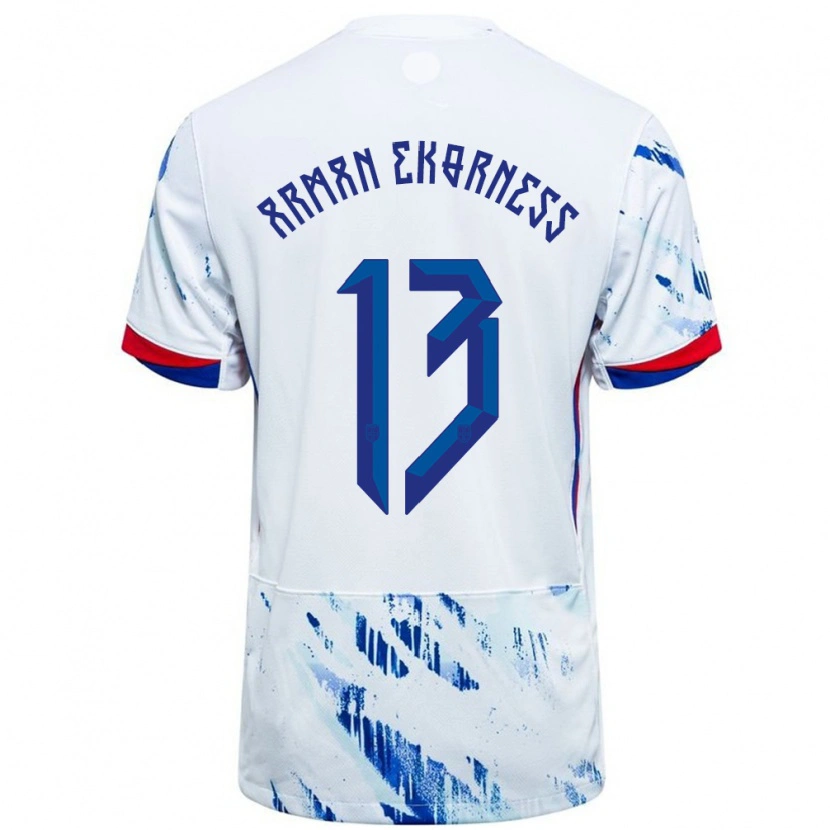 Danxen Criança Camisola Noruega Karsten Arman Ekorness #13 Branco Azul Alternativa 24-26 Camisa